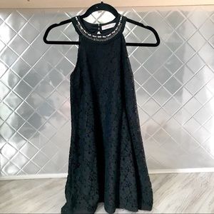 Floral Lace Dress With Blingy Collar